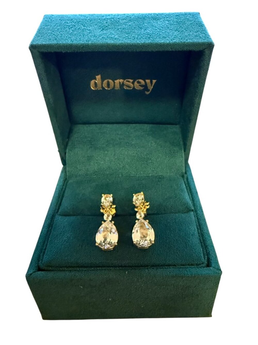 DORSEY BEA 5 CARAT LAB WHITE SAPPHIRE GOLD DROP EARRINGS